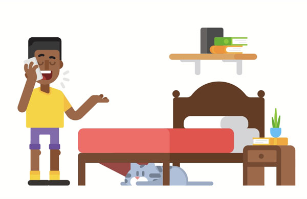 My cat doesn’t want anybody to find him. He likes to hide under the bed.