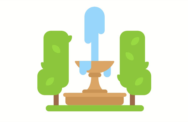 There was a beautiful fontain by the trees near the palace.  The community park is where my grandparents meet their friends.