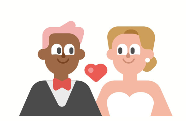 The couple looks happy at their wedding.  Have you seen the wedding photos of her spouse?