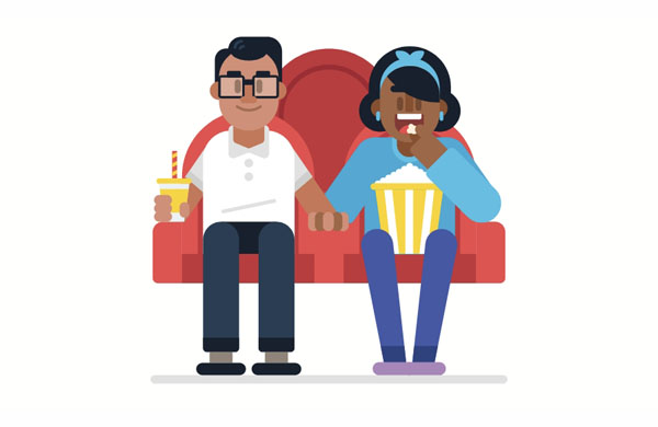 After 20 years of marriage, Bob and Lisa still hold hands at the movies.  We are going to the movies for our first date.  Mike has spent a lot of time with Anna lately. They must really like each other!  We are going to the movies for our first date.