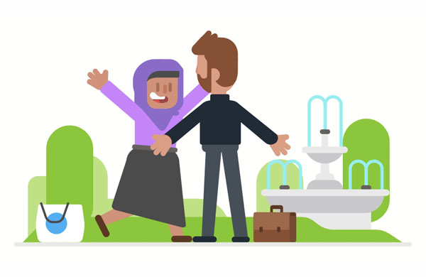 Do you know where she met her husband?  They greet each other with a big hug.  Do you know who Ben is meeting in the park?