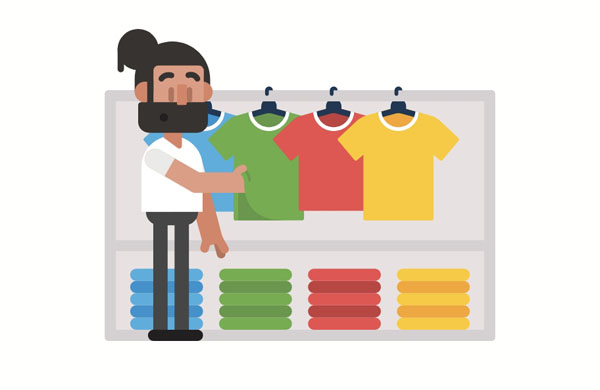 These shirts are at a 50 percent discount.  Hmm ... Which color matches my eyes best?