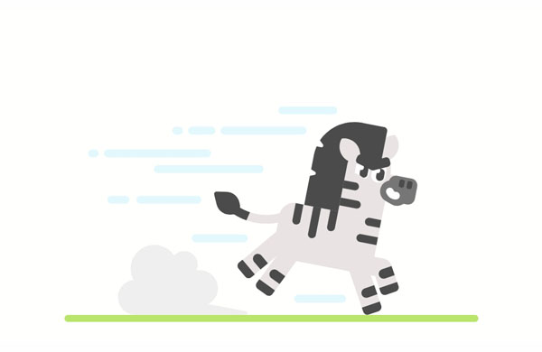 Wow, the zebra is running fast!