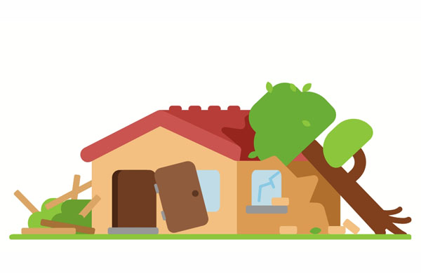 Was the storm cause of the accident?  It was really windy yesterday, right? Well, it destroyed my house!