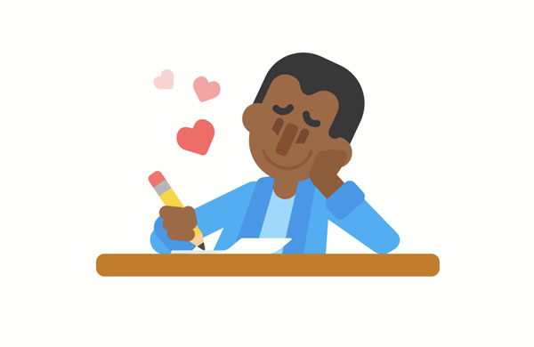 Dan wants to tell his girlfriend how he feels, so he’s writing a letter to her!