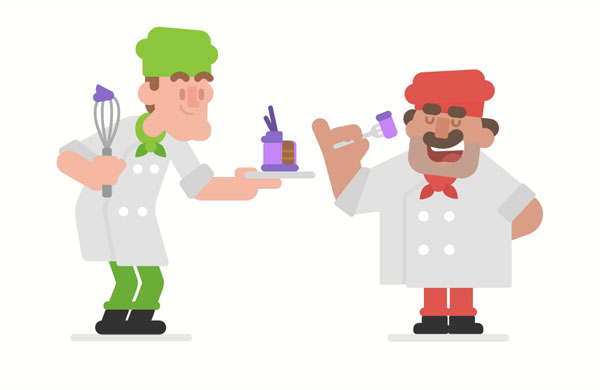 Tom thinks this cake is delicious, but in my opinion, it’s too sweet.  The baker asks his boss to try his new cake.