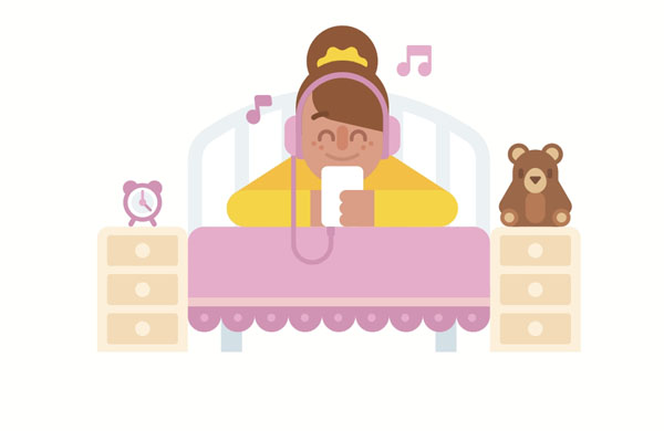 My phone rang, but I couldn’t hear it. Actually, I was listening to music! I never used to listen to music in my bedroom, but now I do.  Today’s my day off. I’m going to relax before the party!  I just got some downloads of my favorite songs.