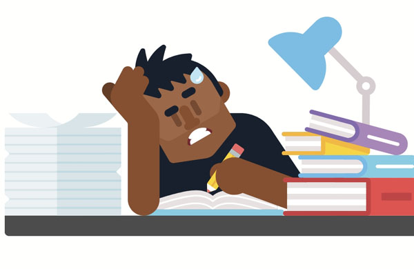 Tom is stressed because he has a test tomorrow.  When I was in high school, I had a lot of assignments. They were very difficult!  I’m studying hard because it’s important for me to do well on the test.