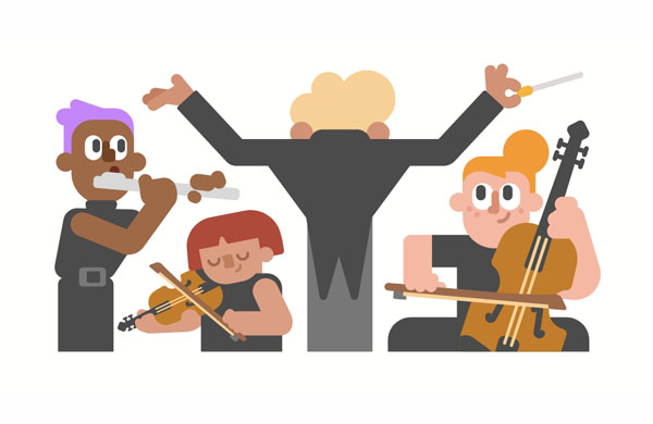 They always had a real orchestra, so they never had to listen to music on the computer.