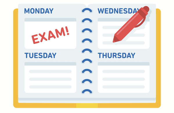 Our monthly exam is on Monday.