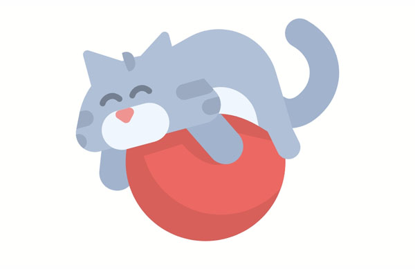 Kitty feels relaxed when she’s lying on this ball.