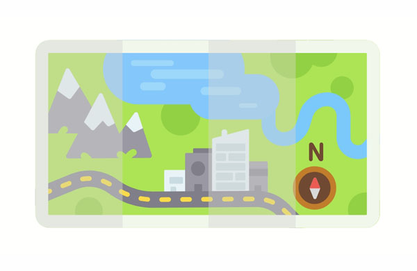 The map shows that we need to go in this direction.