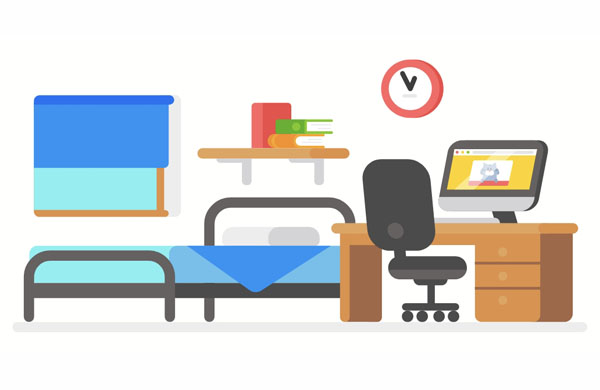 The sheets on my bed match the curtains.