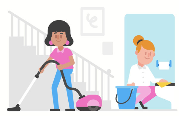 I did a lot of housework today. I washed dishes, cooked for the family, and cleaned the toilet. I always help my sister clean because her house is big.  Grandma always swept the floor, but I prefer vacuuming it.