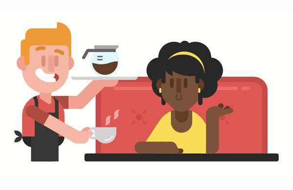 Here&rsquo;s your coffee, ma&rsquo;am. Would you like any milk or&nbsp;sugar? 