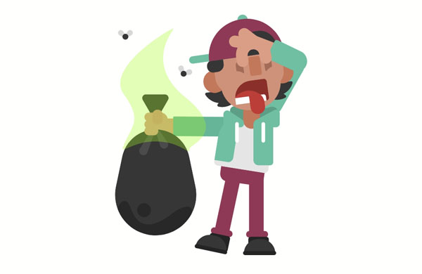 Maybe there’s old food in this bag of garbage. It smells really bad.