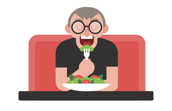 When I arrived at the restaurant, Tom had started eating without me!