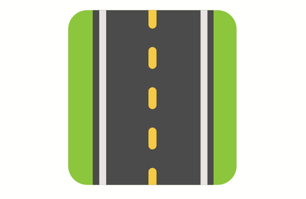 The distance along this road is ten miles.