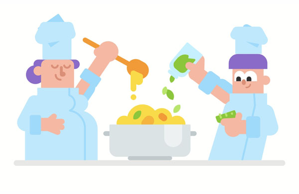 At the end of the story, the cooks made a lot of food for the big celebration. They prepared my favorite traditional food for the wedding.  Wow, this shrimp soup smells really good!