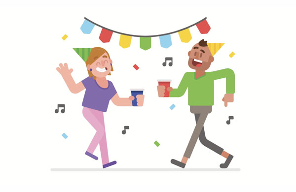 When the war was over, there was a huge celebration. Everybody sang and danced.  I love the nightlife; let’s go to another party next time! I hope he enjoys social activities like dancing.  The party doesn’t end at midnight, does it?