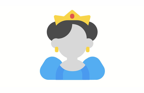 The princess in the story wears a blue dress.