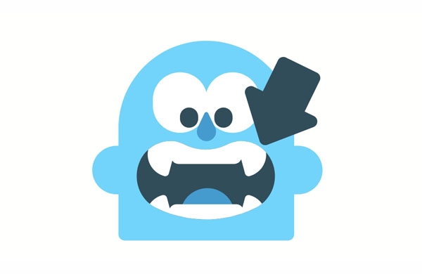 The monster opened its moth to show big teeth.